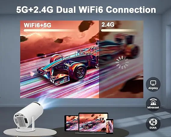 Portable Projector, Projector with Remote Control, Android Wifi Bluetooth-Compatible Projector, Home Theater Projector for Outdoor, Office, Bedroom