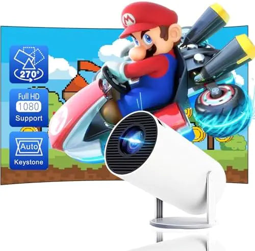 Portable Projector, Projector with Remote Control, Android Wifi Bluetooth-Compatible Projector, Home Theater Projector for Outdoor, Office, Bedroom